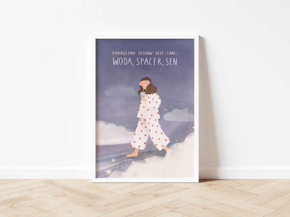 Podręczny zestaw self-care: woda, spacer, sen