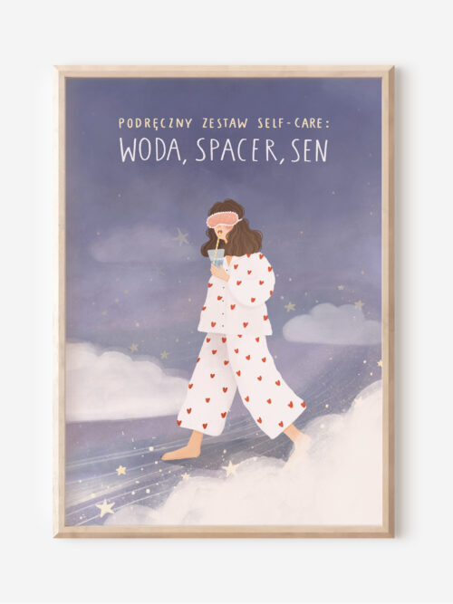 Podręczny zestaw self-care: woda, spacer, sen