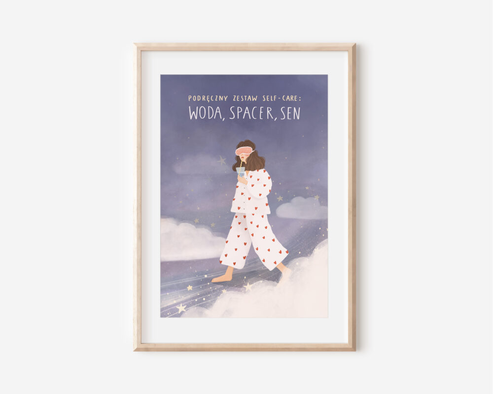 Podręczny zestaw self-care: woda, spacer, sen